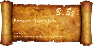 Berecz Szabolcs névjegykártya